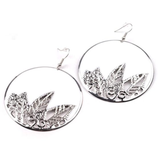 Μεταλλικά άσπρα σκουλαρίκια 60mm