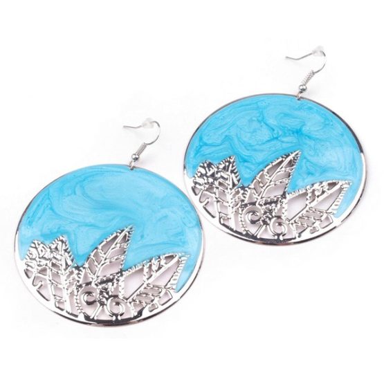 Μεταλλικά γαλάζια σκουλαρίκια 60mm