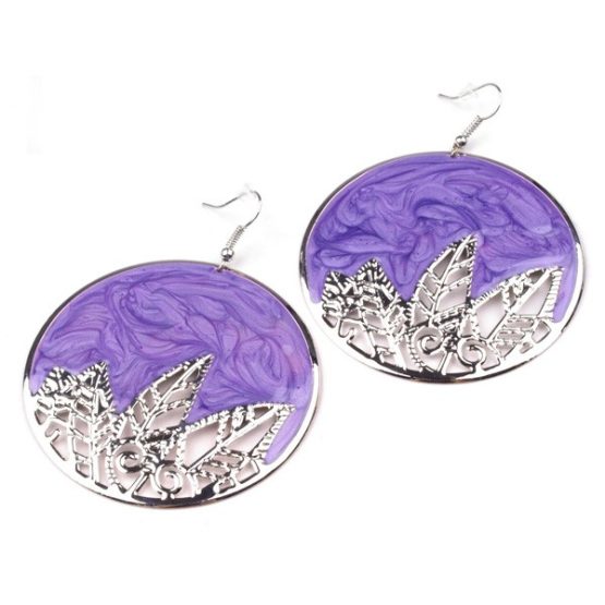 Μεταλλικά μωβ σκουλαρίκια 60mm