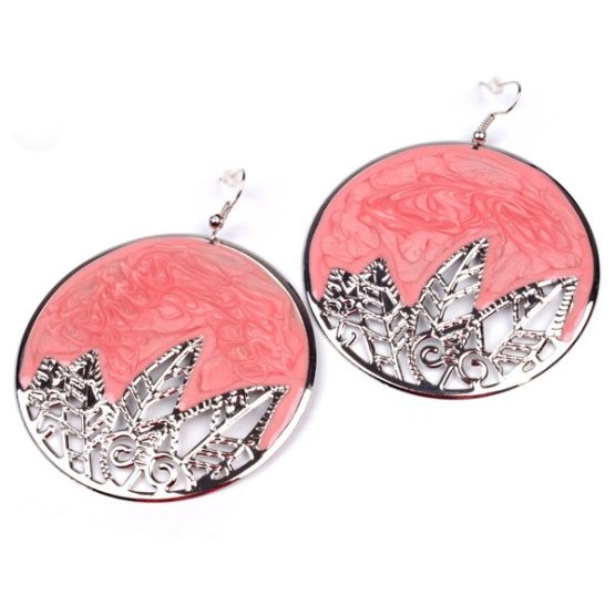 Μεταλλικά ροζ σκουλαρίκια 60mm