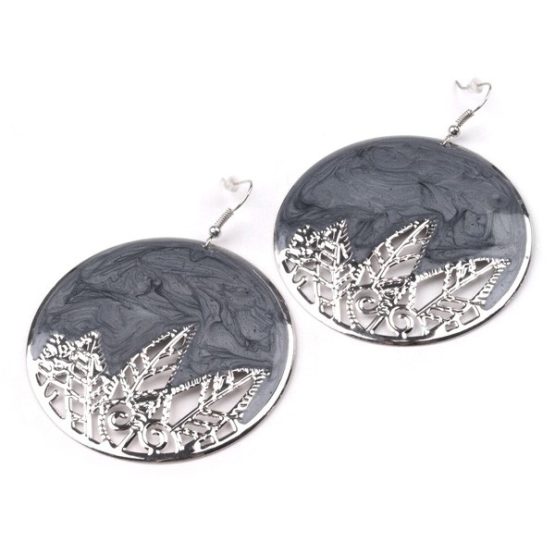 Μεταλλικά μαύρα σκουλαρίκια 60mm