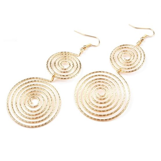 Σπιράλ χρυσαφί μεταλλικά σκουλαρίκια