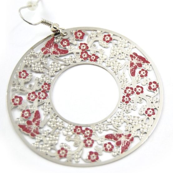 Σκουλαρίκια ''Ροζ Ανθάκια'' 50mm