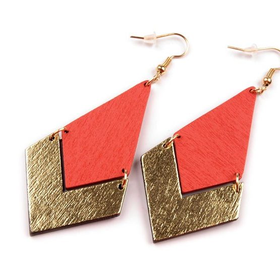 Σκουλαρίκια Ρόμβος Ροζ - Ροδακινί