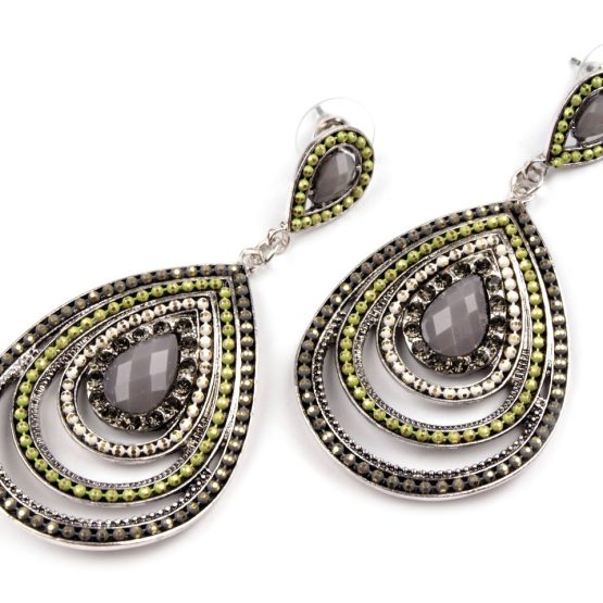 Γκρι Οβάλ Ρετρό Σκουλαρίκια