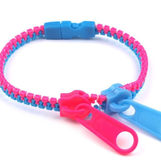 Πλαστικό βραχιολάκι Zip Ροζ & Μπλε